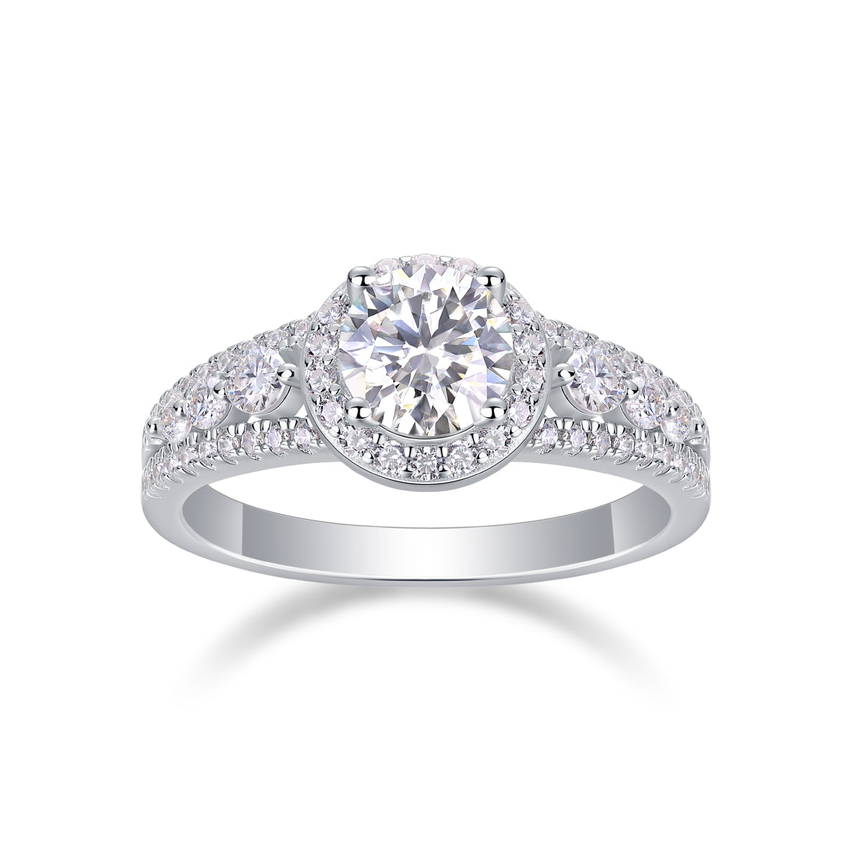Meteor Shower - Set With 1-carat Top-quality Moissanite S925 Silver And Platinum-plated Diamond Wedding Ring. The Ring Can Be Inspected With A Diamond Pen