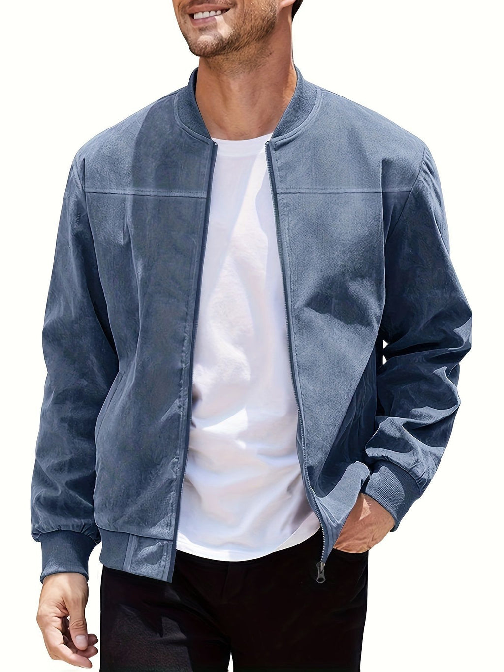Casual Plus Size Suede Zipper Jacket
