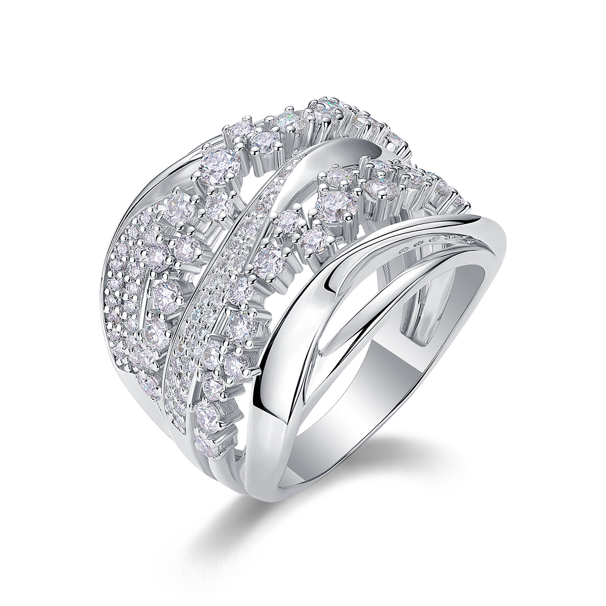 Blossoming All The Way - A Wedding Ring Set With Top-quality Moissanite S925, Silver And Platinum-plated. The Ring Can Be Inspected With A Diamond Pen.