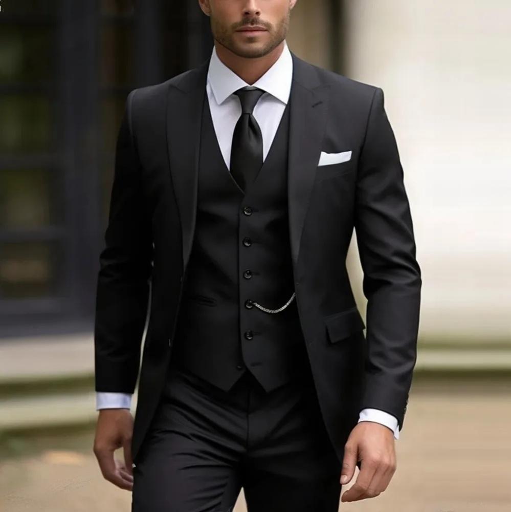 Men's Three-piece Suit Solid Color High Sense