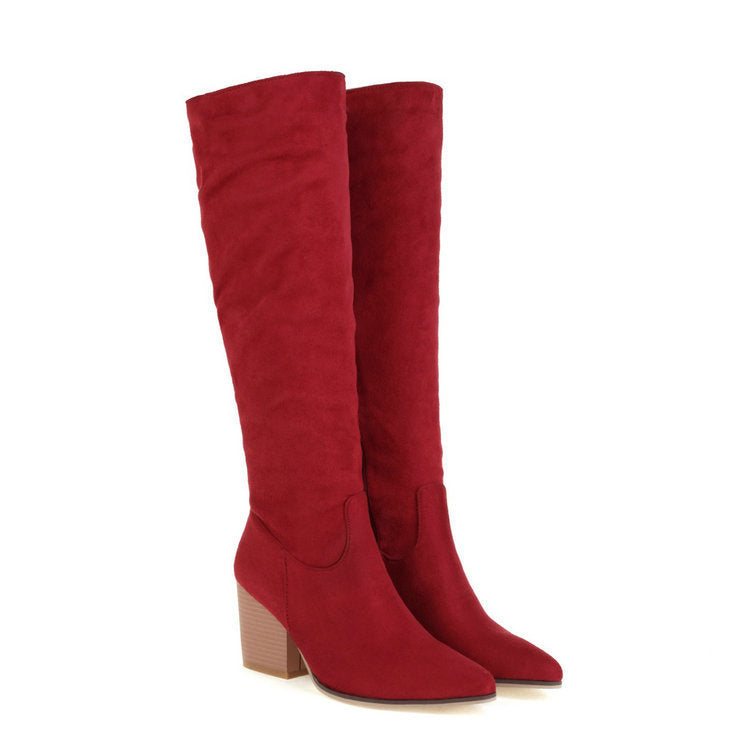 Womens Versatile Suede High-Top Boots