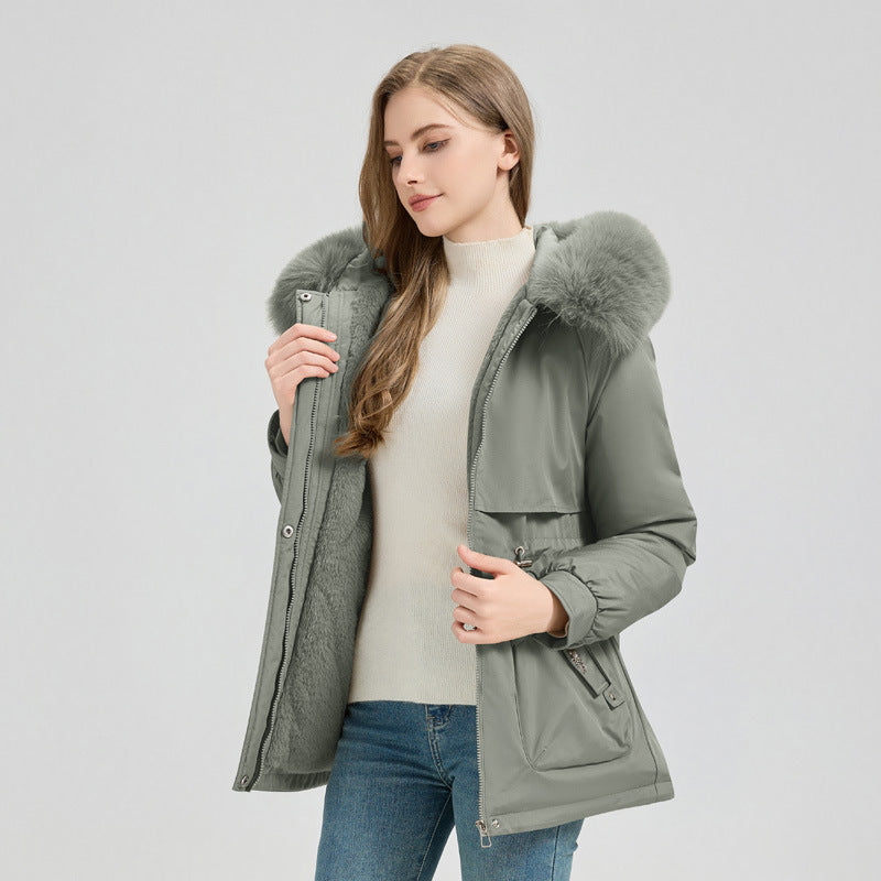 Waist Trimming  Big Fur Collar Coat