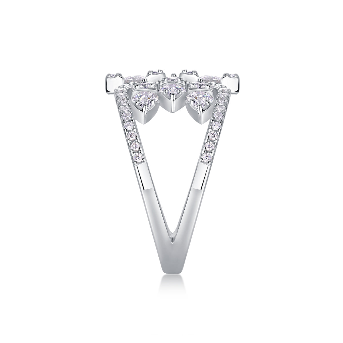 Silent Flower - A Wedding Ring Set With Top-quality Moissanite S925 Silver And Platinum-plated Diamond. The Ring Can Be Inspected With A Diamond Pen