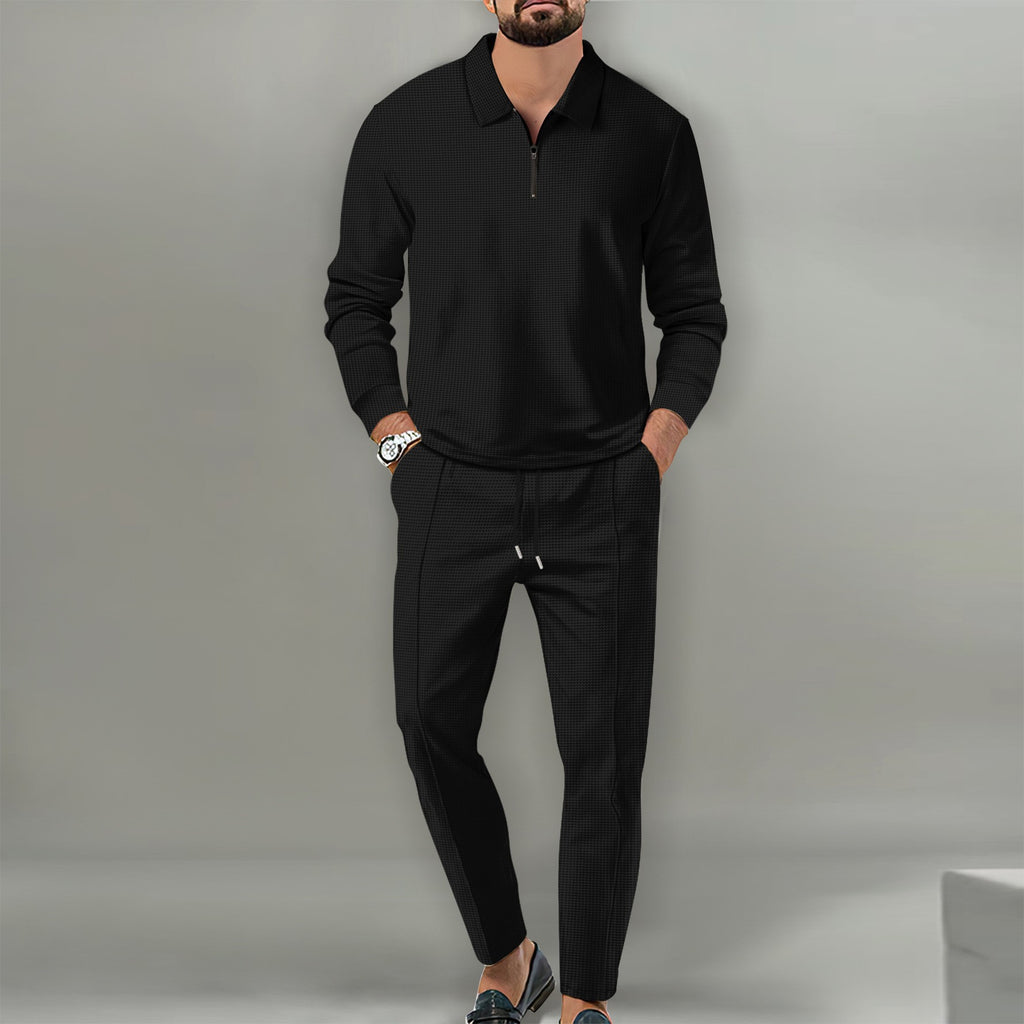 Zipper Long Sleeve Trousers Suit