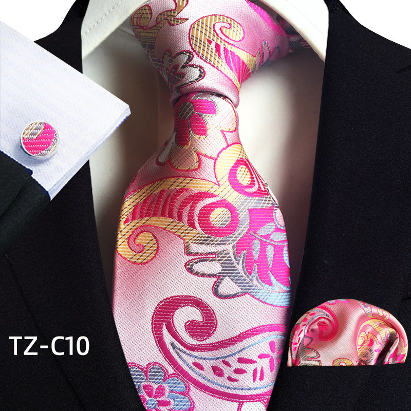 Waist Flower Men's Tie Pocket Towel Cuffs Three Piece Suit