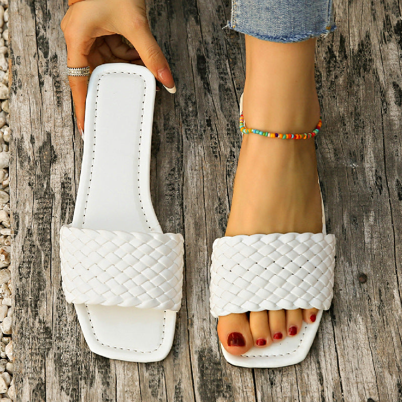 Square Toe Flat Heel  Slippers