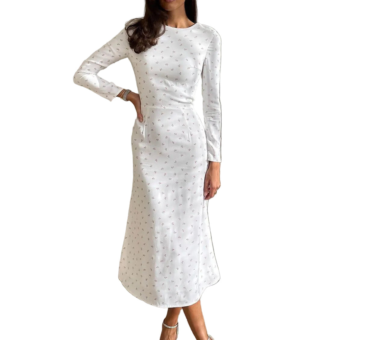 Fitted Vintage Floral Long Sleeve Dress