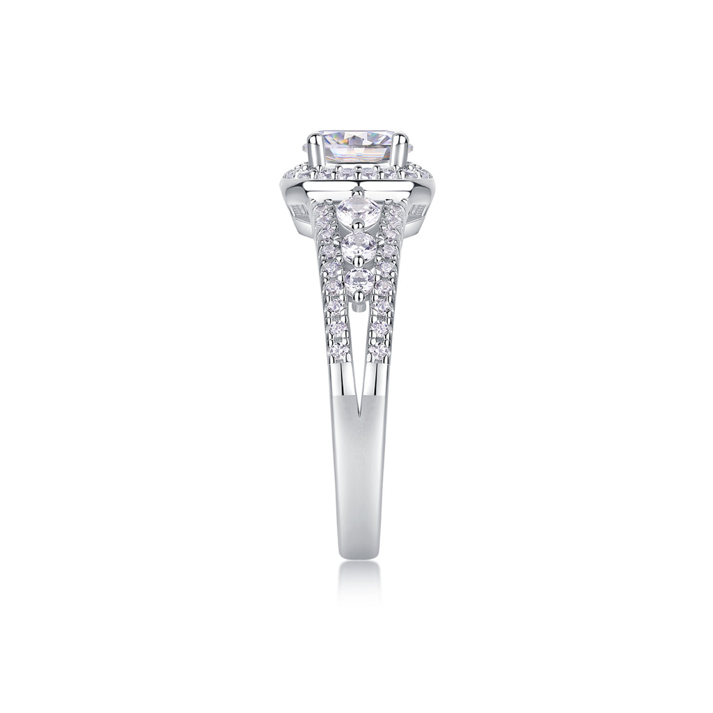 Meteor Shower - Set With 1-carat Top-quality Moissanite S925 Silver And Platinum-plated Diamond Wedding Ring. The Ring Can Be Inspected With A Diamond Pen
