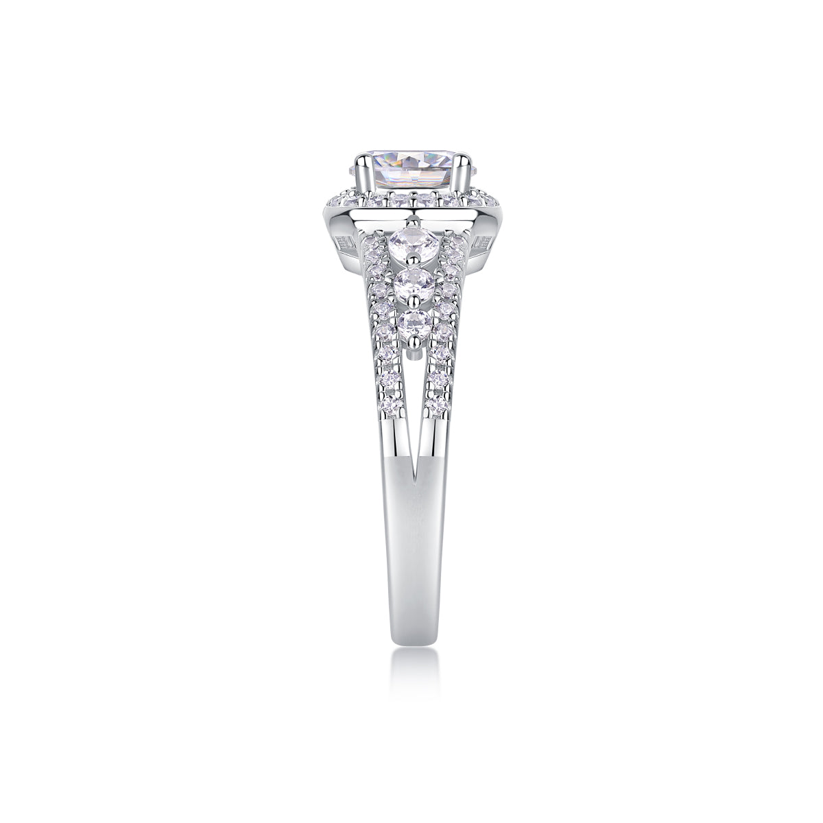 Meteor Shower - Set With 1-carat Top-quality Moissanite S925 Silver And Platinum-plated Diamond Wedding Ring. The Ring Can Be Inspected With A Diamond Pen