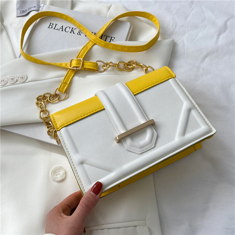 Ladies Popular One-shoulder Hit Color Small Square Bag