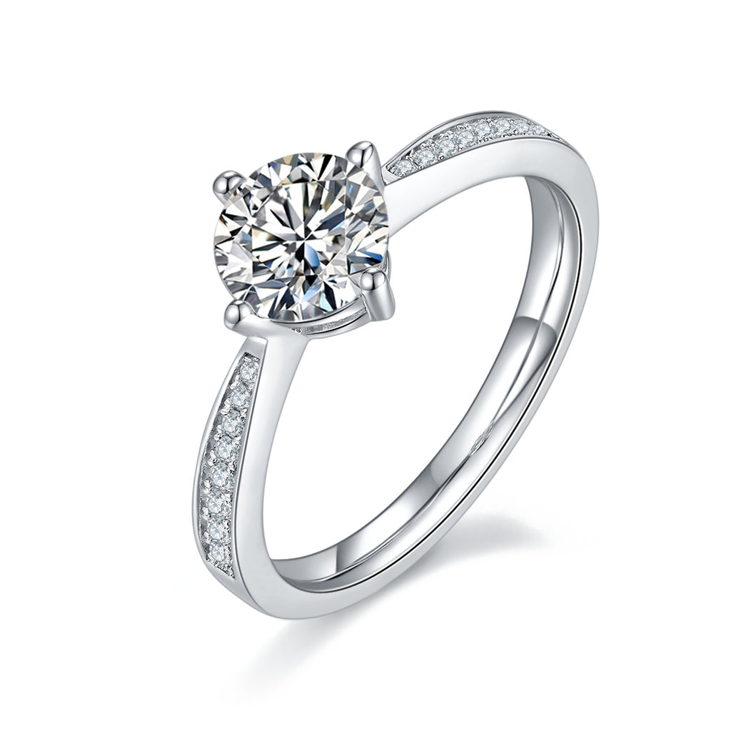 Moonlight City - A Wedding Ring Set With 1-carat Top-quality Moissanite S925 Silver And Platinum-plated Diamond. The Ring Can Be Inspected With A Diamond Pen
