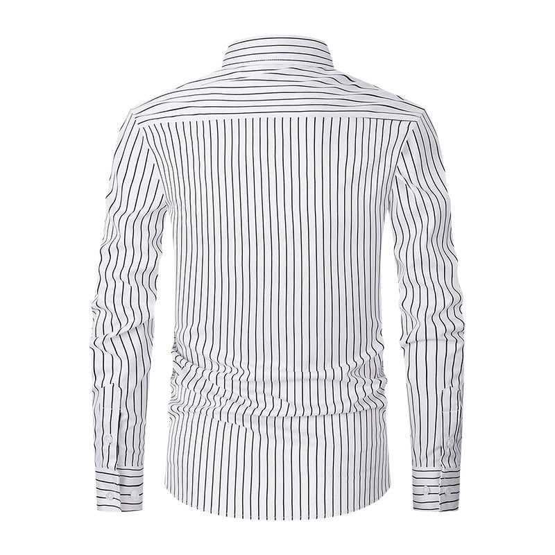Men's Striped Ice Silk Long Sleeve Shirt