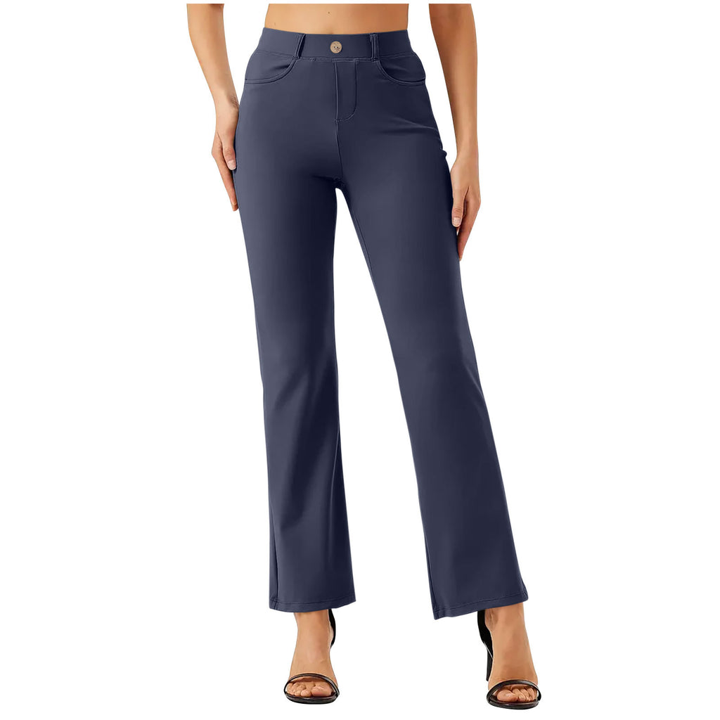 Elastic Waist Work Office Straight-leg Trousers