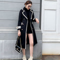 Thickened Slim Fit Double Breasted White Below The Knee Woolen Coat Women