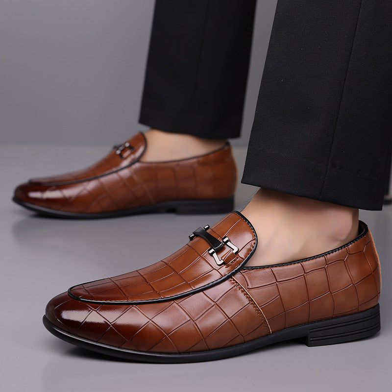 Men's Plaid Rubber Sole Lightweight Leather Shoes
