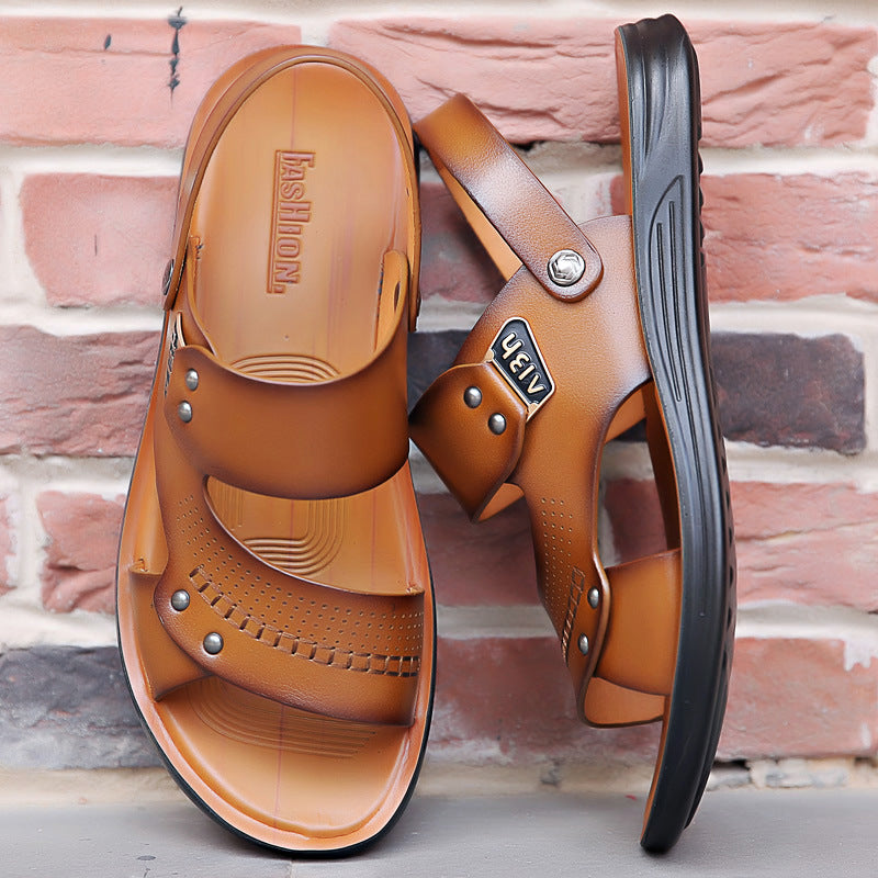 Leather Wear-resisting Non-slip Slippers