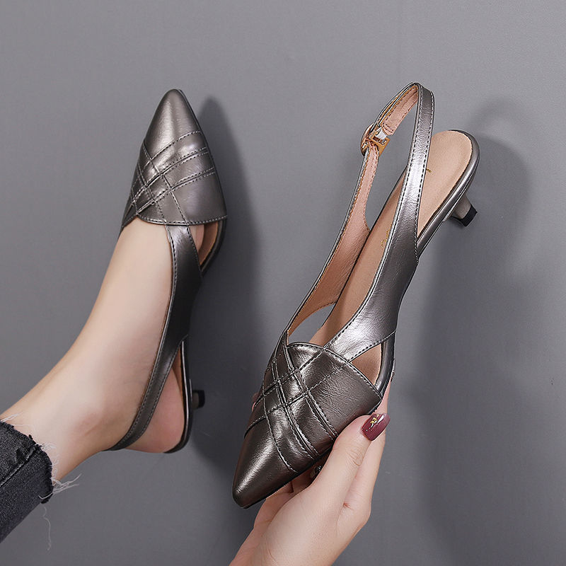 Leather Mid-heel Sandals