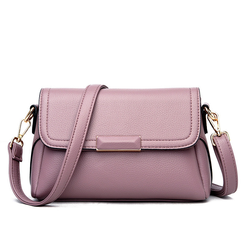 Textured Soft Leather One Shoulder Temperament Simple Ladies Shoulder Bag