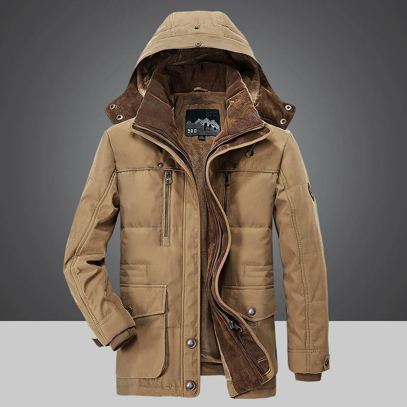 Men's Cotton-padded Coat Mid-length Fleece-lined Thickened