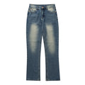 Men's Washed Blue Jeans Straight Bootcut Trousers