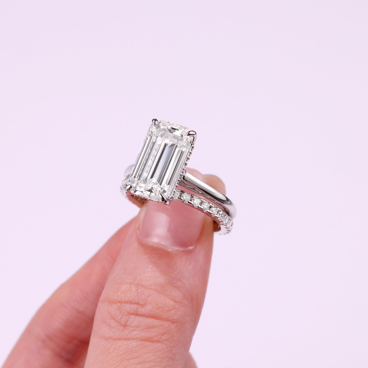 Octagonal Moissanite Double Rings Set With Top-quality Moissanite Luxury, Fashionable And Light Luxury Jewelry Silver Ring S925 Silver Plating Platinum