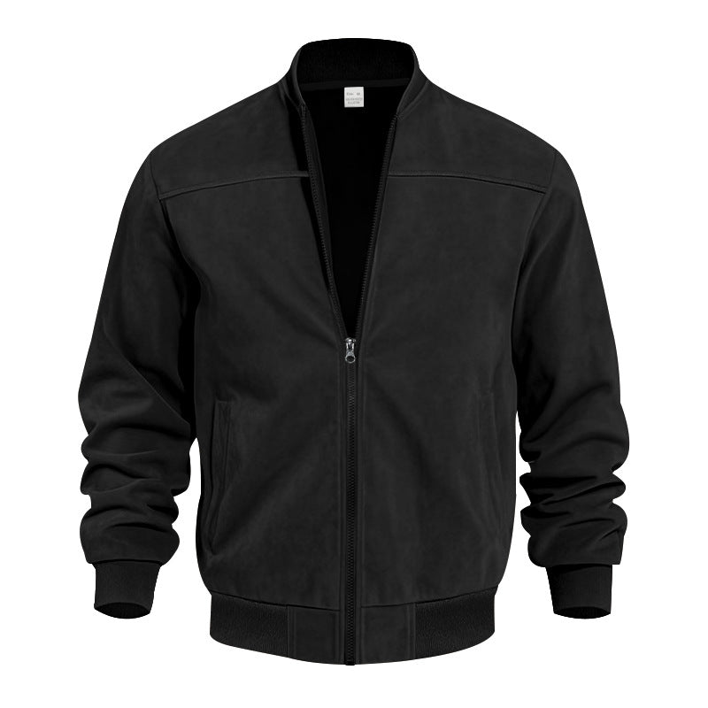 Casual Plus Size Suede Zipper Jacket