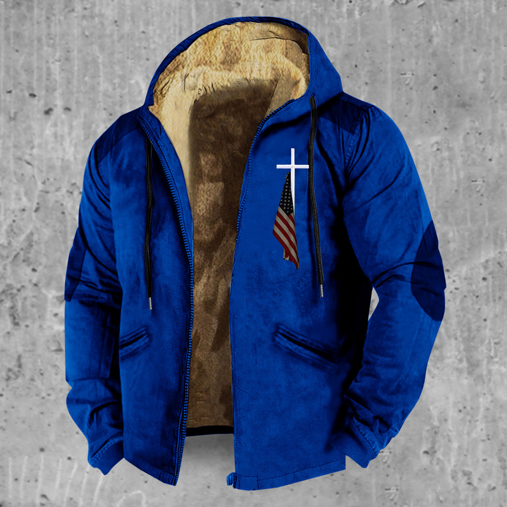 3D Hooded Zipped Cotton-padded Jacket