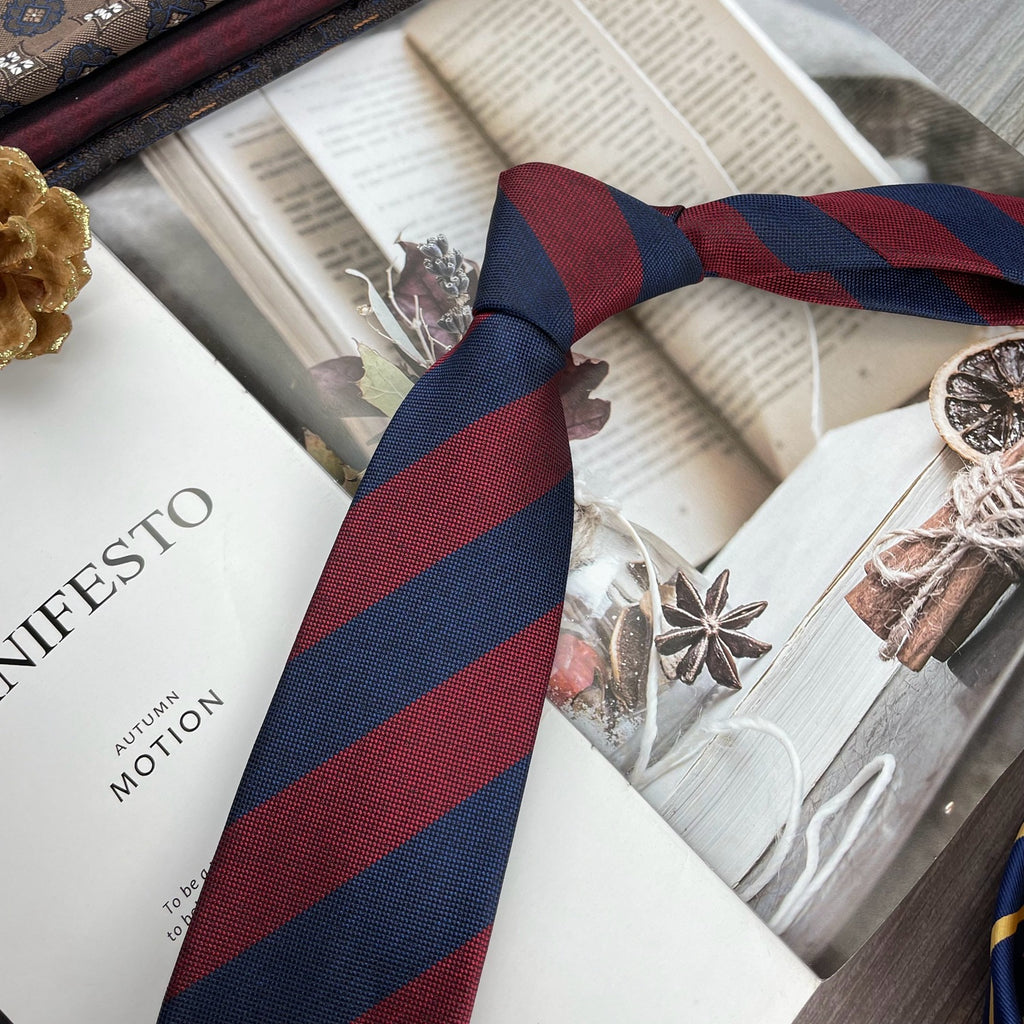 Retro Coffee Color Orange Red Striped Tie Hand Hit 8CM