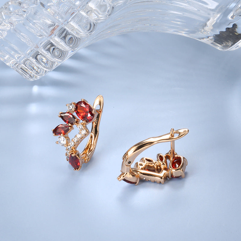 Women's Temperament Wild Copper Gold-plated Zircon Earrings