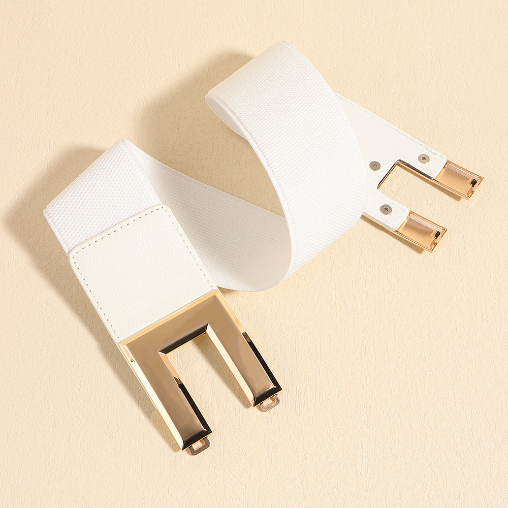 Elastic  Metal Square Buckle Belt