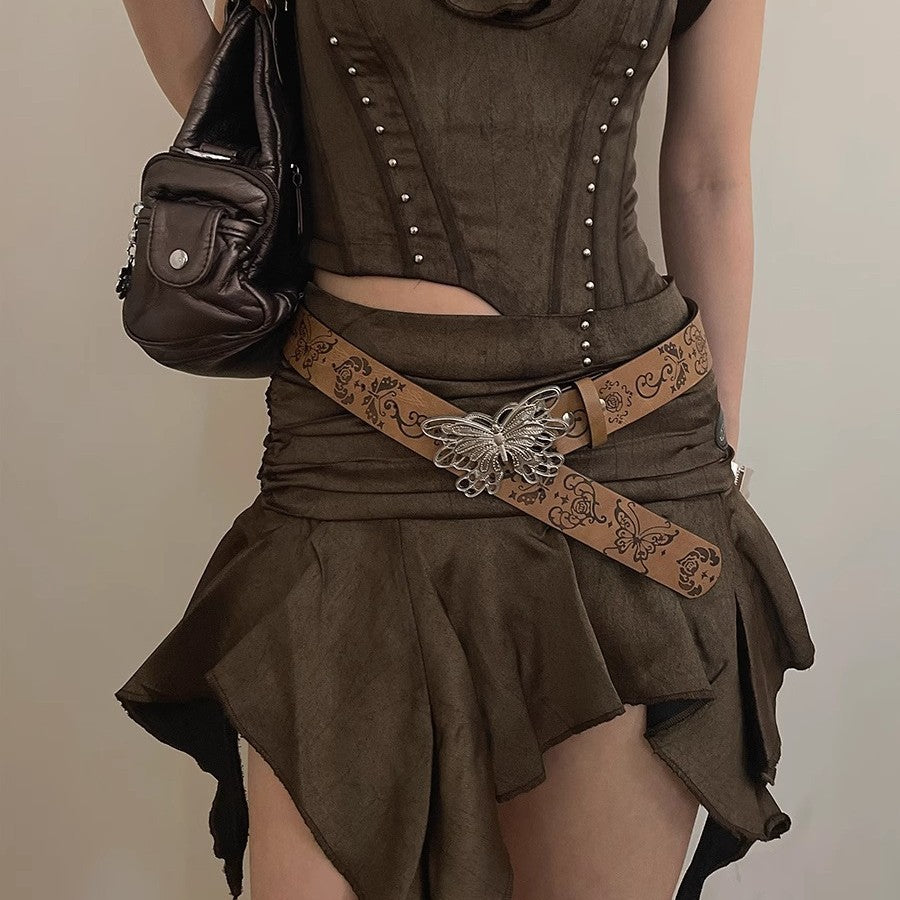 Metal Butterfly Belt With Skirt And Jeans