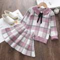 Plaid Striped Knitted Skirt Girls' Wooden Ear Woolen Skirt