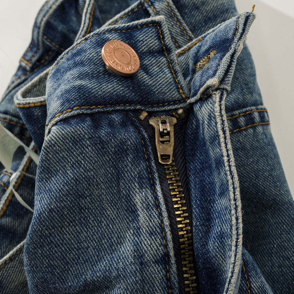 Men's Washed Blue Jeans Straight Bootcut Trousers