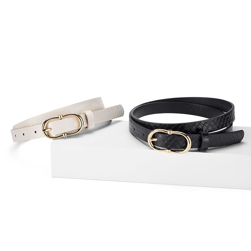 Versatile Snake Print Leather Belt