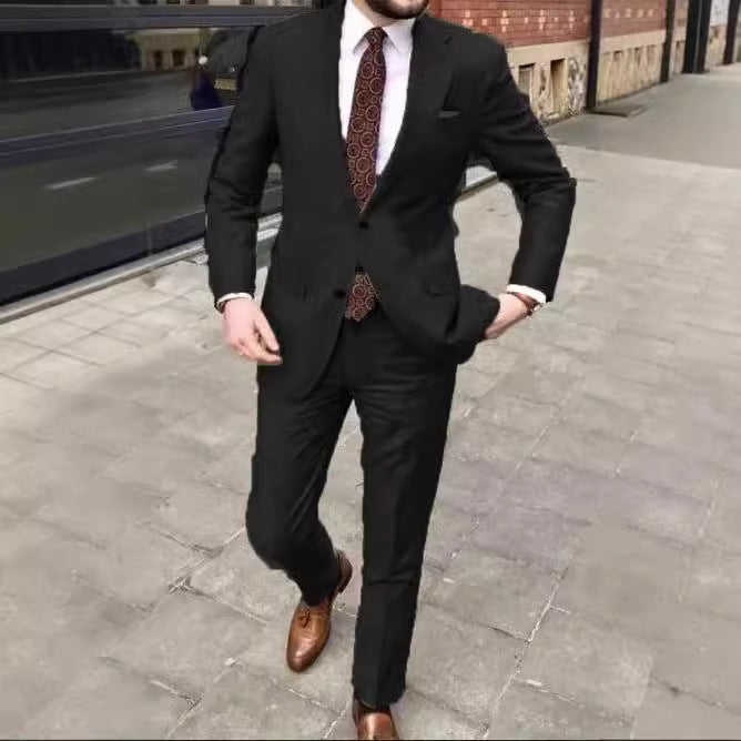 Men's Slim Fit Business Dress Two Button Set