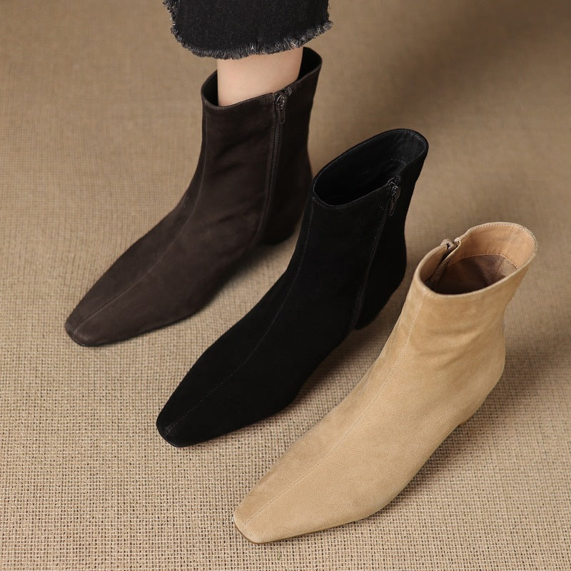 Ankle Boots With Built-in Height Lift Side Zipper