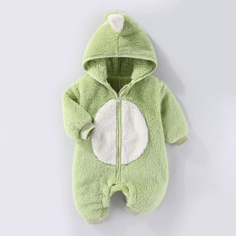 Autumn And Winter Clothes For Babies Baby Thick Warm Long Sleeves Romper Fleece-lined