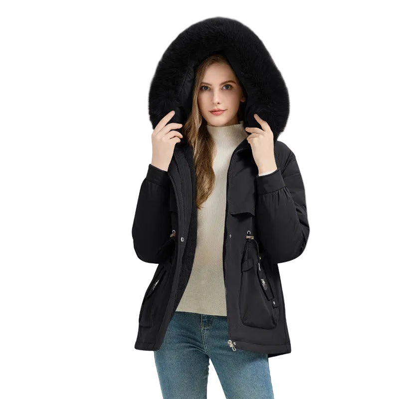 Waist Trimming  Big Fur Collar Coat