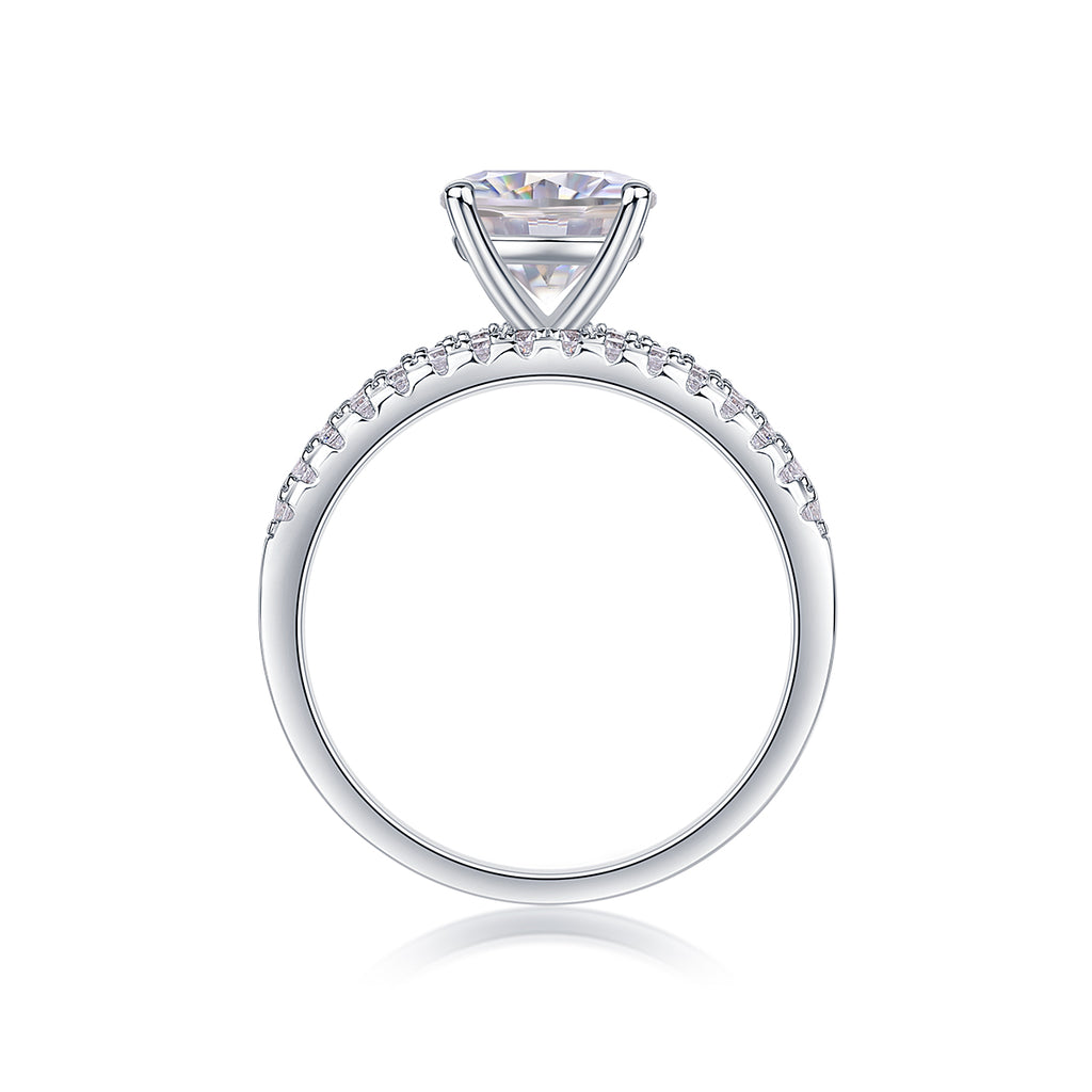 Dreamy - Set With 2-carat Top-quality Moissanite S925 Silver And Platinum-plated Diamond Wedding Ring. The Ring Can Be Inspected With A Diamond Pen
