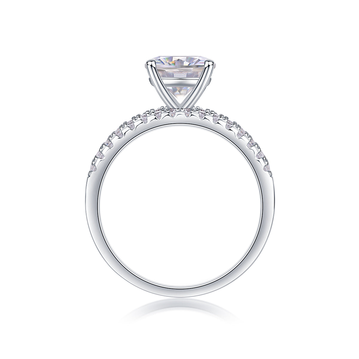 Dreamy - Set With 2-carat Top-quality Moissanite S925 Silver And Platinum-plated Diamond Wedding Ring. The Ring Can Be Inspected With A Diamond Pen