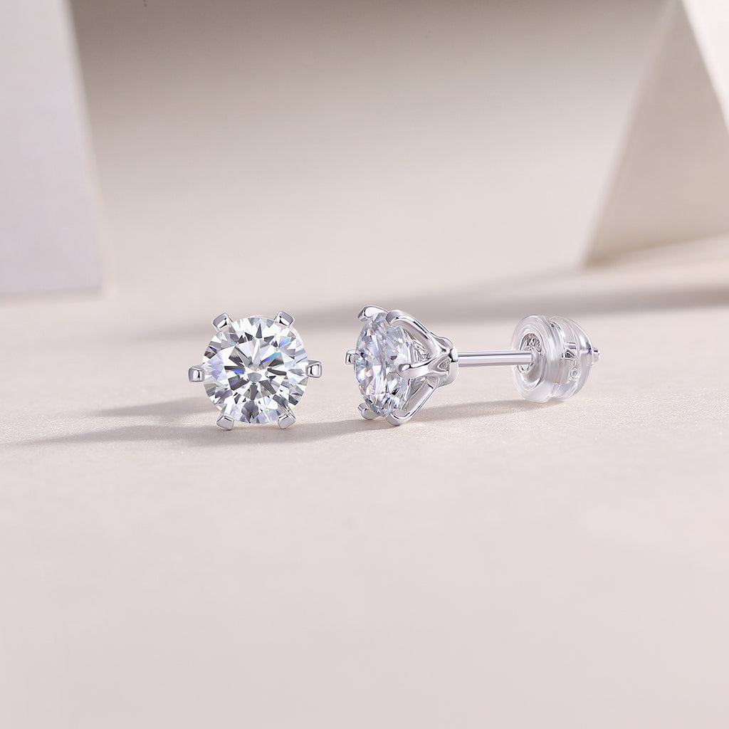 Quiet - Set With 1-carat Top-quality Moissanite S925 Silver And Platinum-plated Stud Earrings, A Fashionable And Trendy Accessory That Can Be Tested With A Diamond Pen