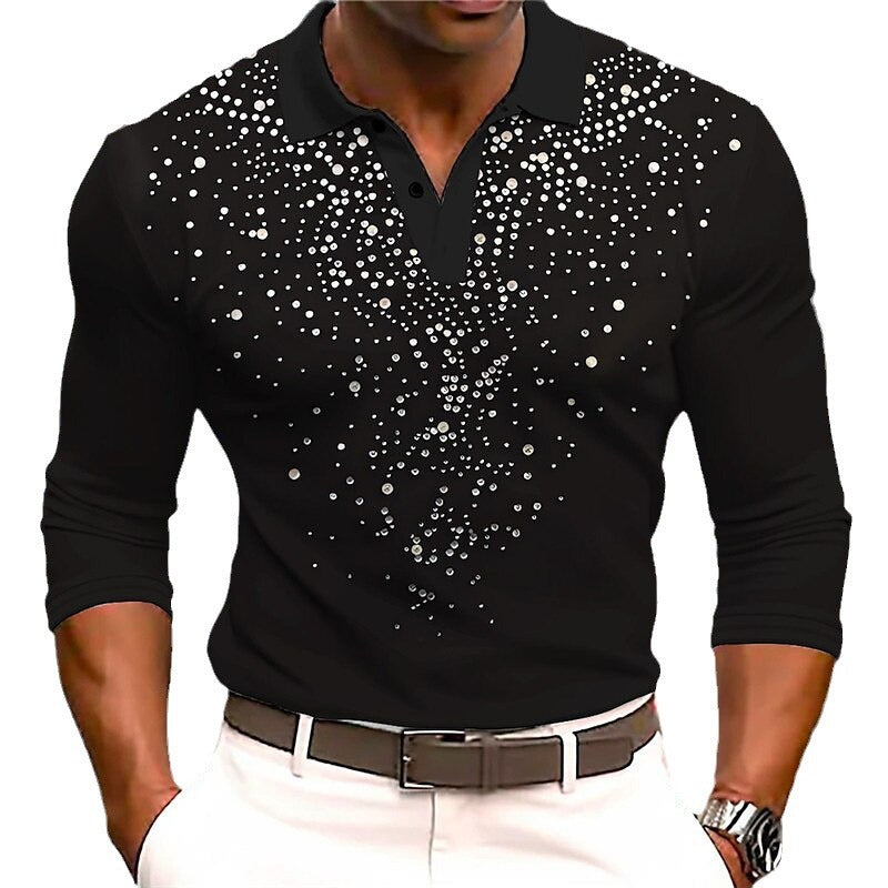 Men's Casual Printed 3D Polo Shirt