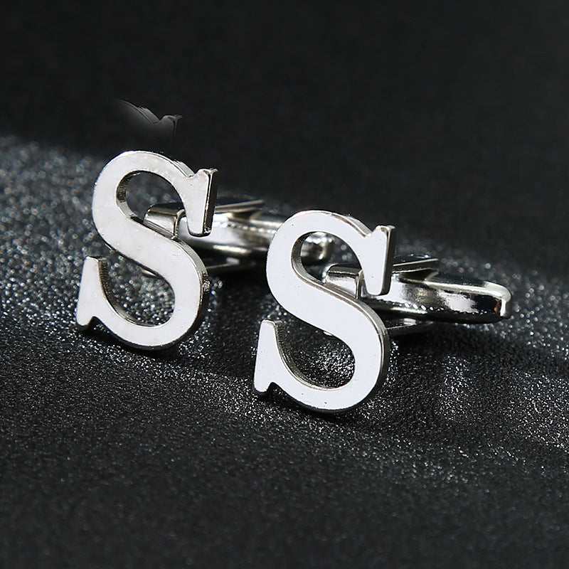 English alphabet cufflinks cuff nails men's French buttons
