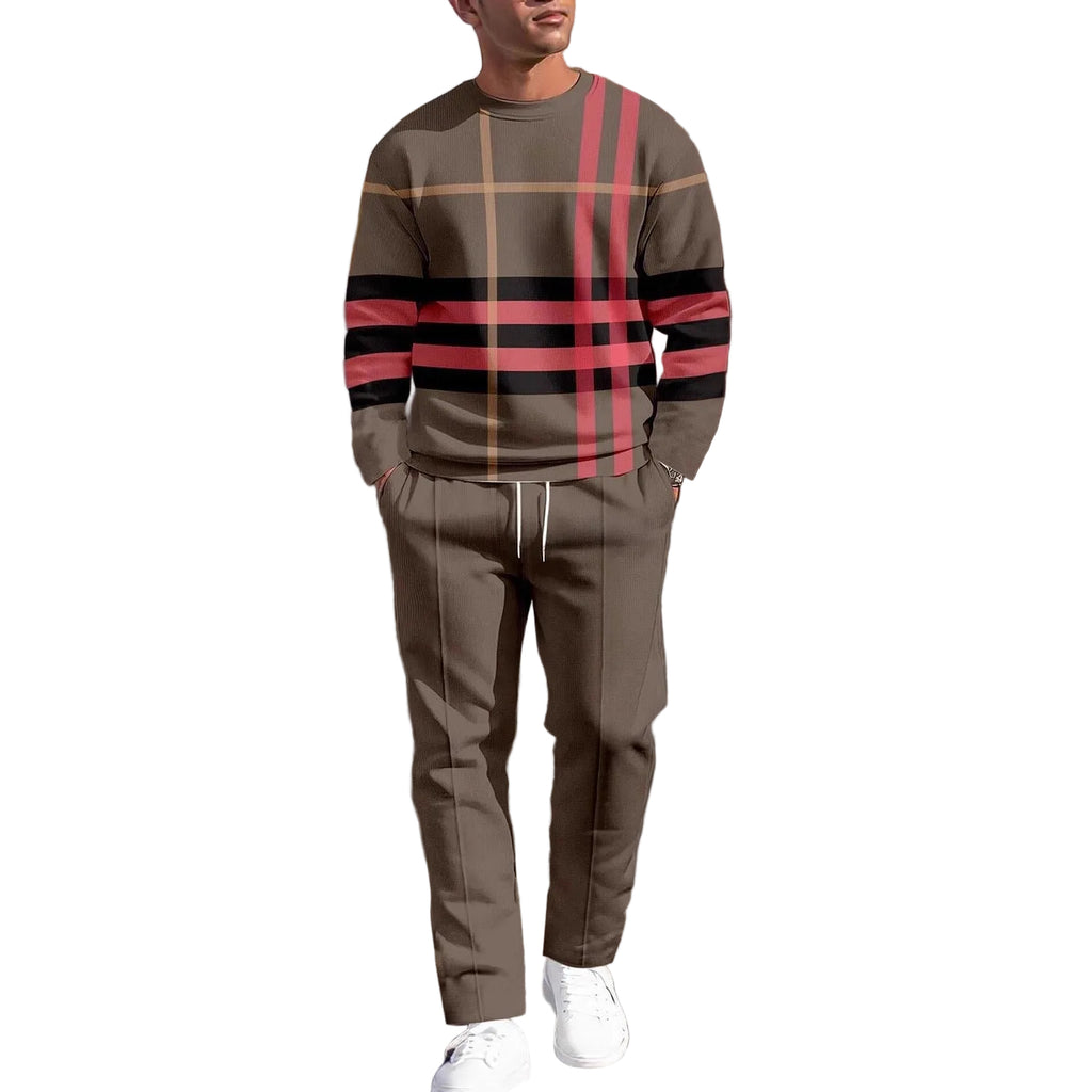 Men's 3D Digital Print Round Neck Loose Sweatshirt And Sweatpants Set