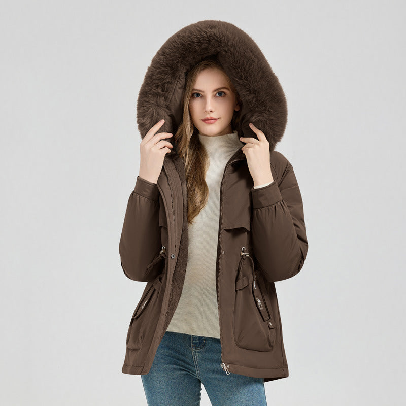 Waist Trimming  Big Fur Collar Coat