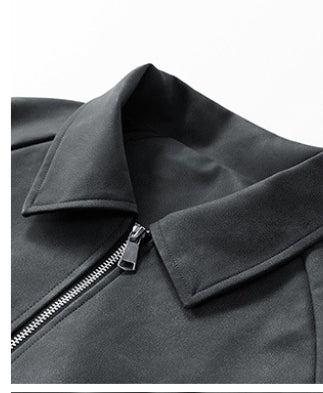 Suede Windbreaker Antique Brown Lapel Jacket