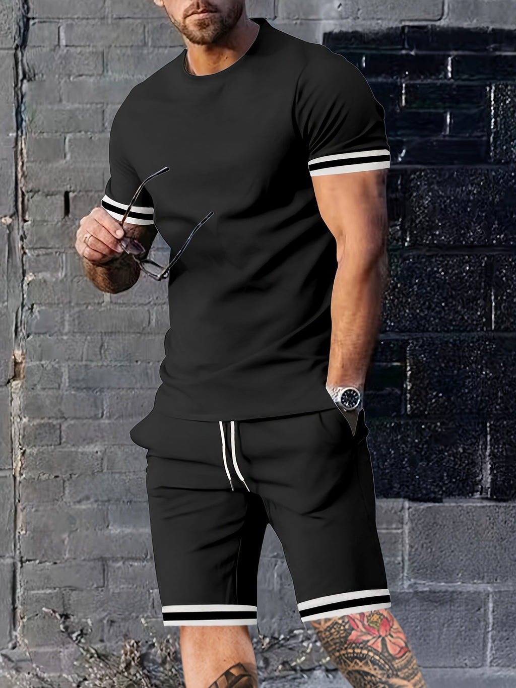 Men's Short-sleeved T-shirt Shorts Two-piece Set
