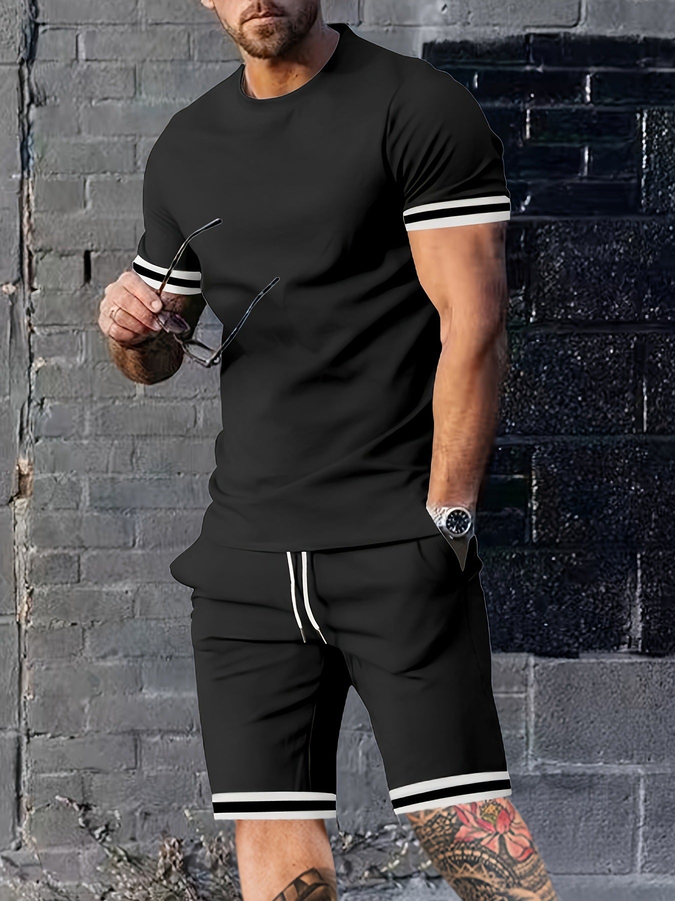 Men's Short-sleeved T-shirt Shorts Two-piece Set