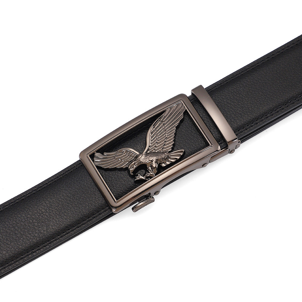 Mens Genuine Leather Belt With Automatic Buckle Premium Light-Luxury Niche Waist Belt For Pants