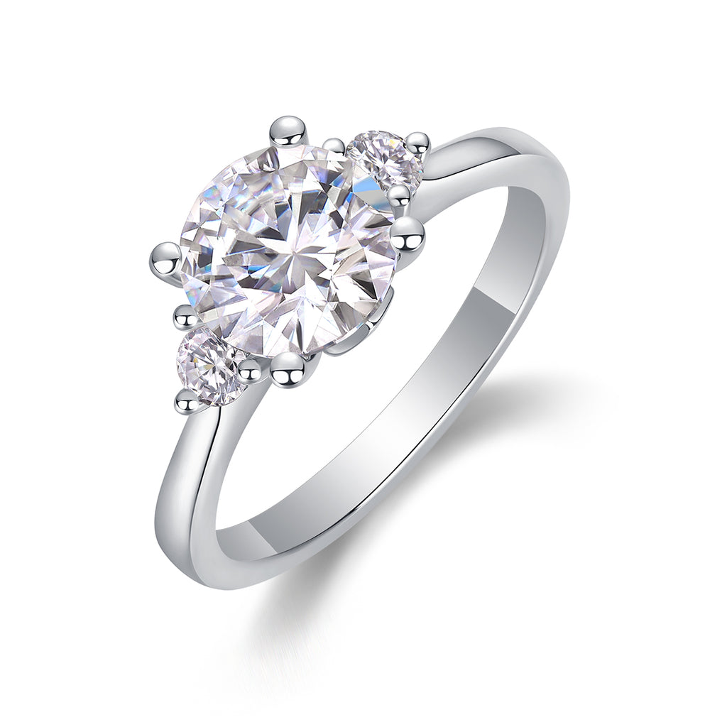 Starry Sky Romance - A Wedding Ring Set With 2-carat Top-quality Moissanite S925 Silver And Platinum-plated Diamond. The Ring Can Be Inspected With A Diamond Pen